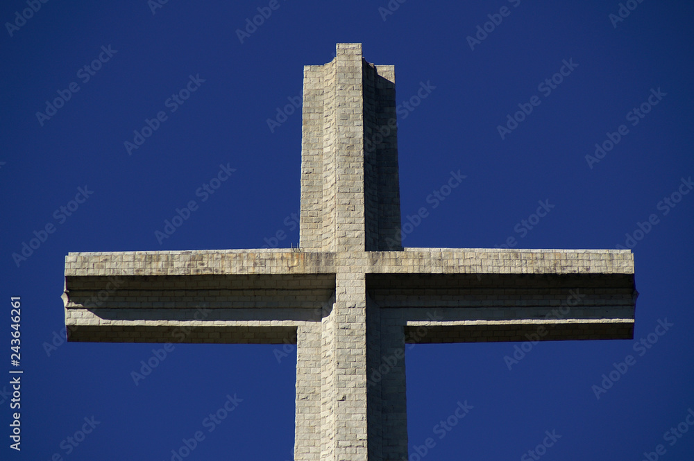 San Lorenzo del Escorial (Madrid). Architectural detail of the Cross that presides over the Valley of the Fallen in the Community of Madrid.