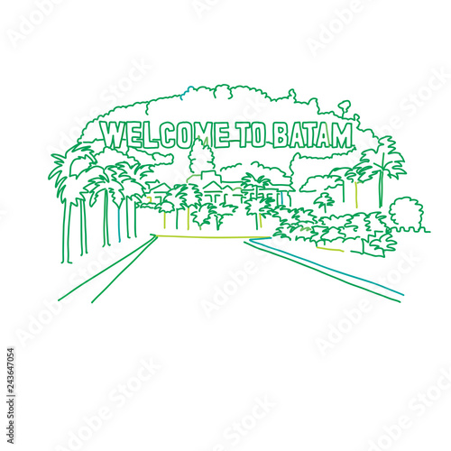 Welcome to Batam outline drawing