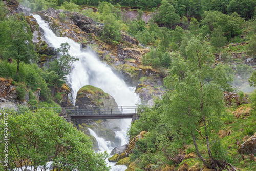 The Kleivafossen seen from its base on the path to the Briksdalsbreen photo