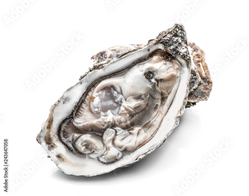 Fresh raw oyster in an open...