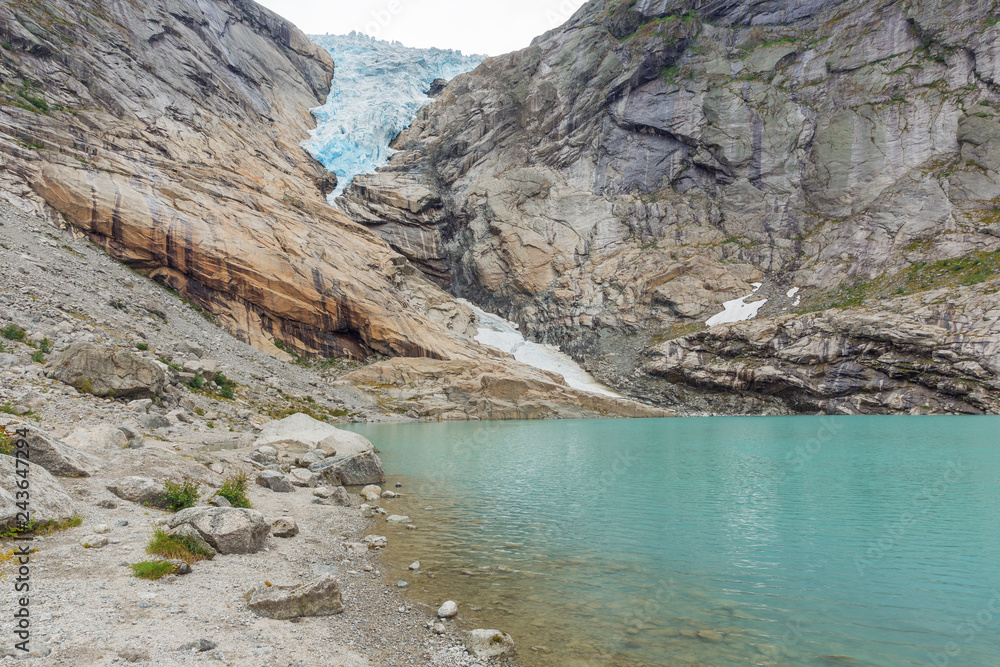 The Briksdalsbreen and its lake of milky melting water