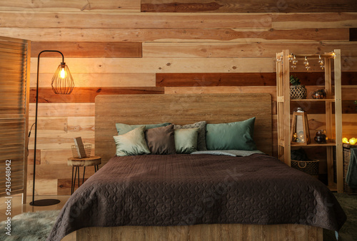 Interior of modern comfortable bedroom