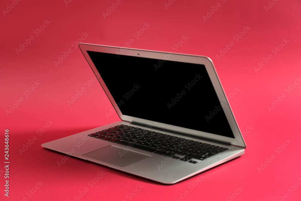 Modern laptop on color background Modern laptop on color background
