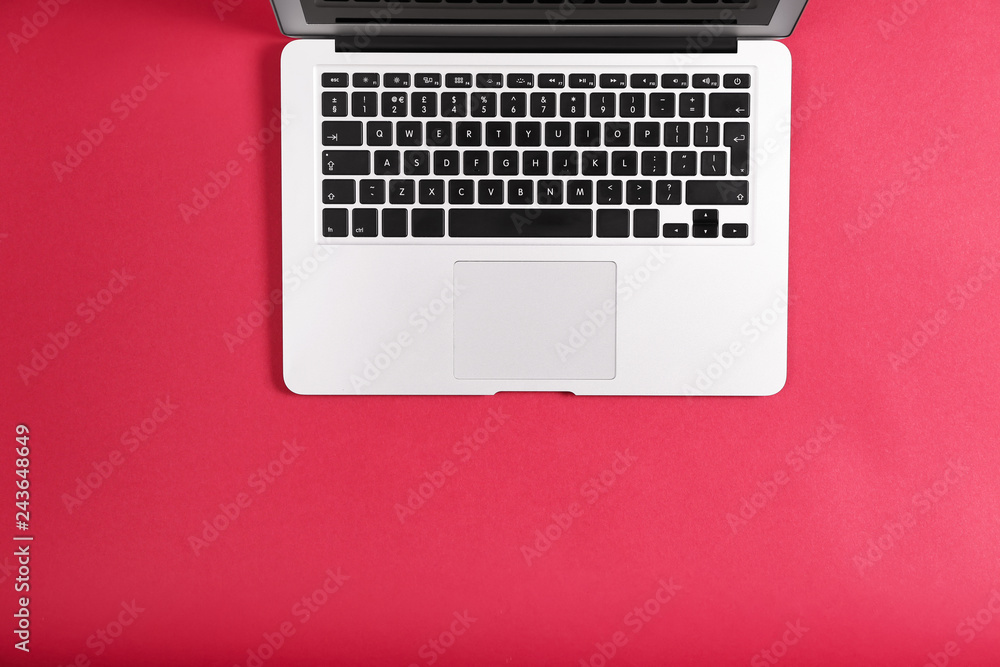 Modern laptop on color background Modern laptop on color background