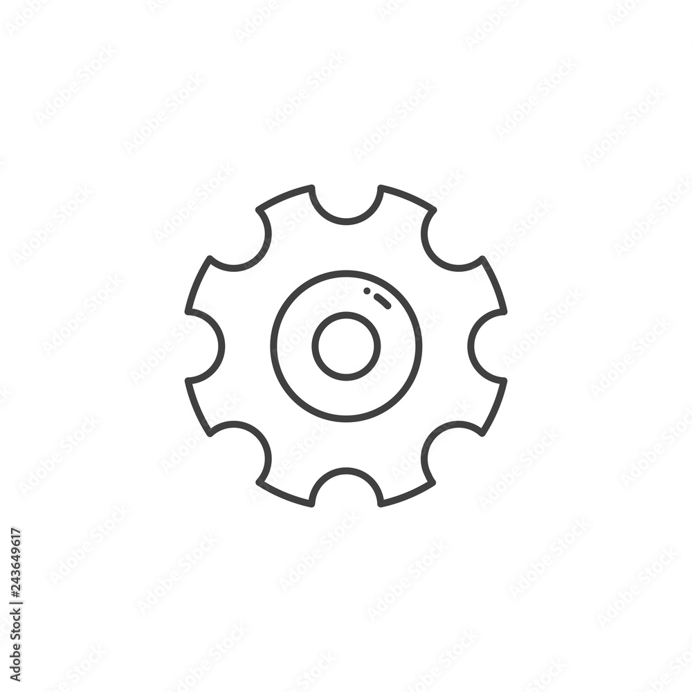 Gear Related Vector Line Icon. Isolated on White Background. Editable Stroke. Gear Related Vector Line Icon. Isolated on White Background. Editable Stroke.
