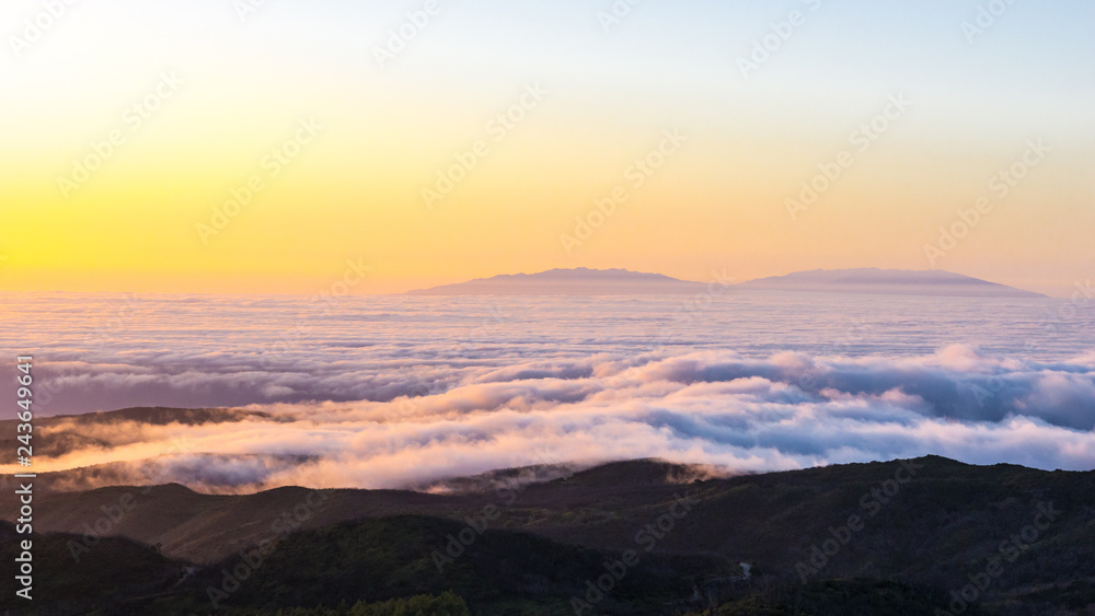 Panoramic view of sea of clouds from the island of la Gomera