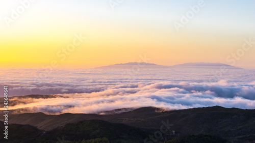Panoramic view of sea of clouds from the island of la Gomera