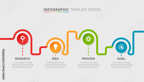 Process infographic template design with 4 steps - Vector Illustration 