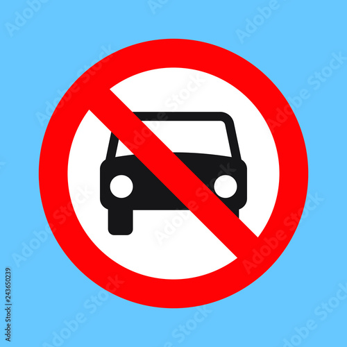 No car or no parking traffic sign, prohibit sign, vector illustration