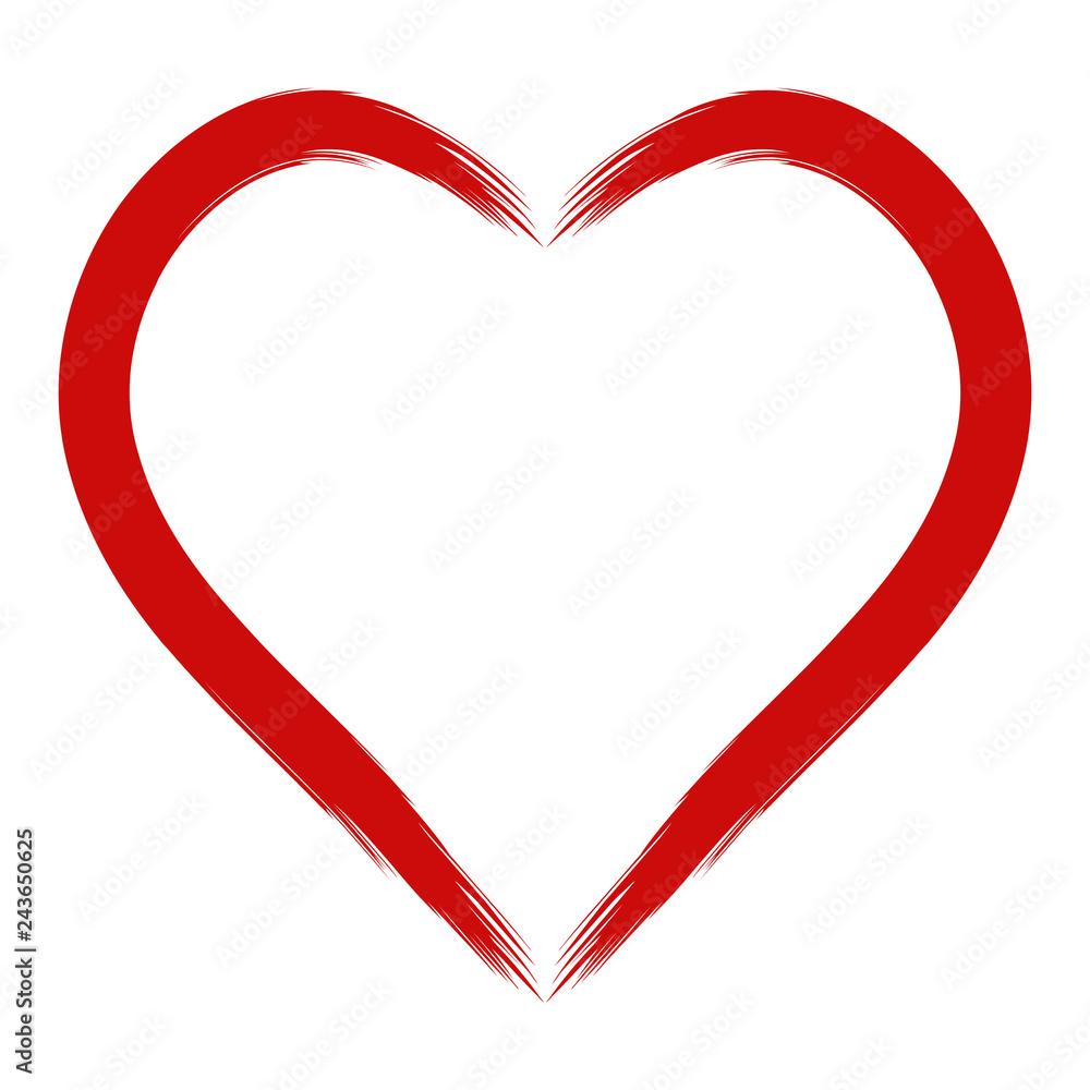 Contours red heart strip, hand draw with a stiff brush, vector heart shape for lovers Contours red heart strip, hand draw with a stiff brush, vector heart shape for lovers