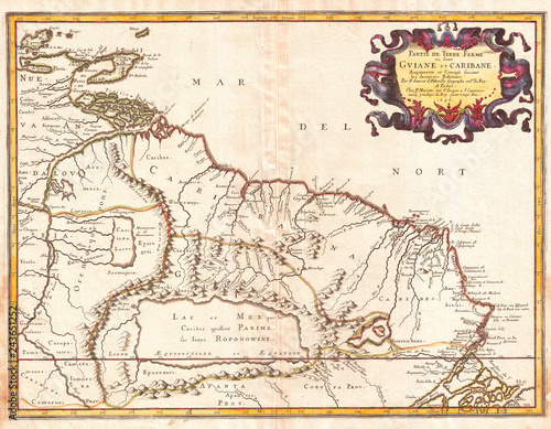 1656, Sanson Map of Guiana, Venezuela, and El Dorado