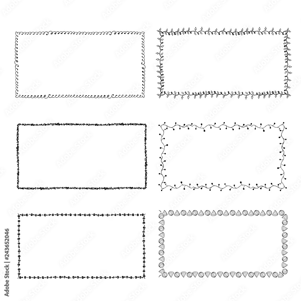 set of hand-drawn doodle frames. Sketch borders set of hand-drawn doodle frames. Sketch borders