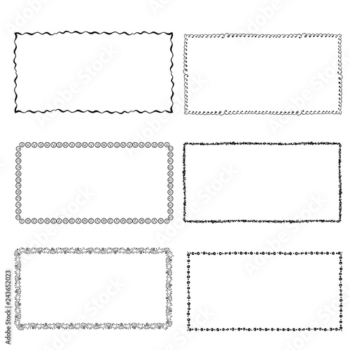set of hand-drawn doodle frames. Sketch borders