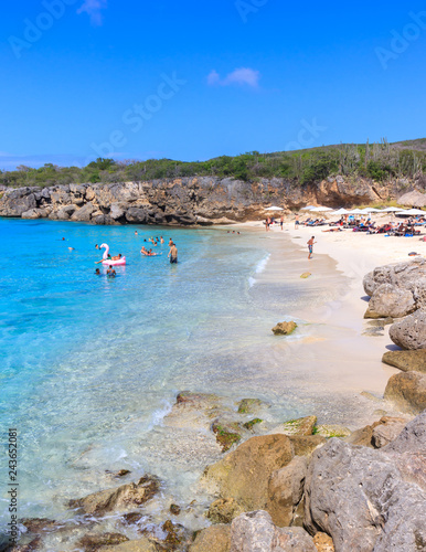 People Swimming At Playa Kenepa Chiki In Curacao photo