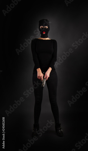 Girl in Black with Gun