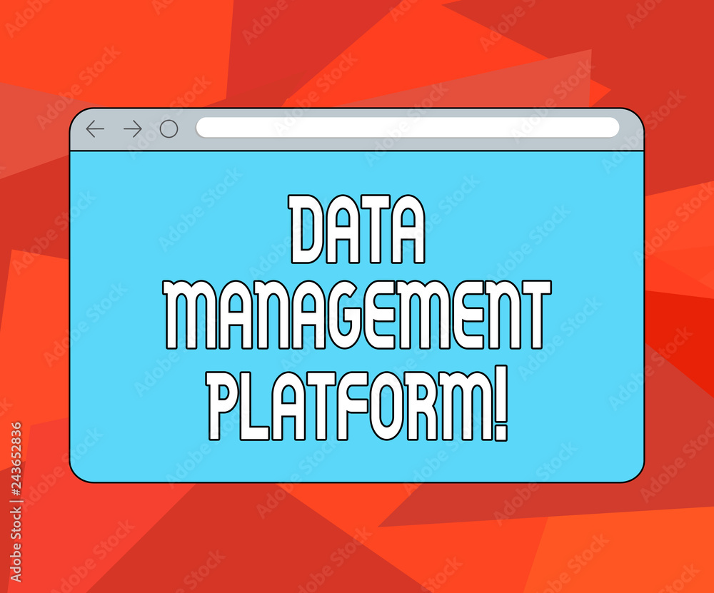 Word writing text Data Management Platform. Business concept for Type of centralized tech platform that gathers data Monitor Screen with Forward Backward Progress Control Bar Blank Text Space Word writing text Data Management Platform. Business concept for Type of centralized tech platform that gathers data Monitor Screen with Forward Backward Progress Control Bar Blank Text Space