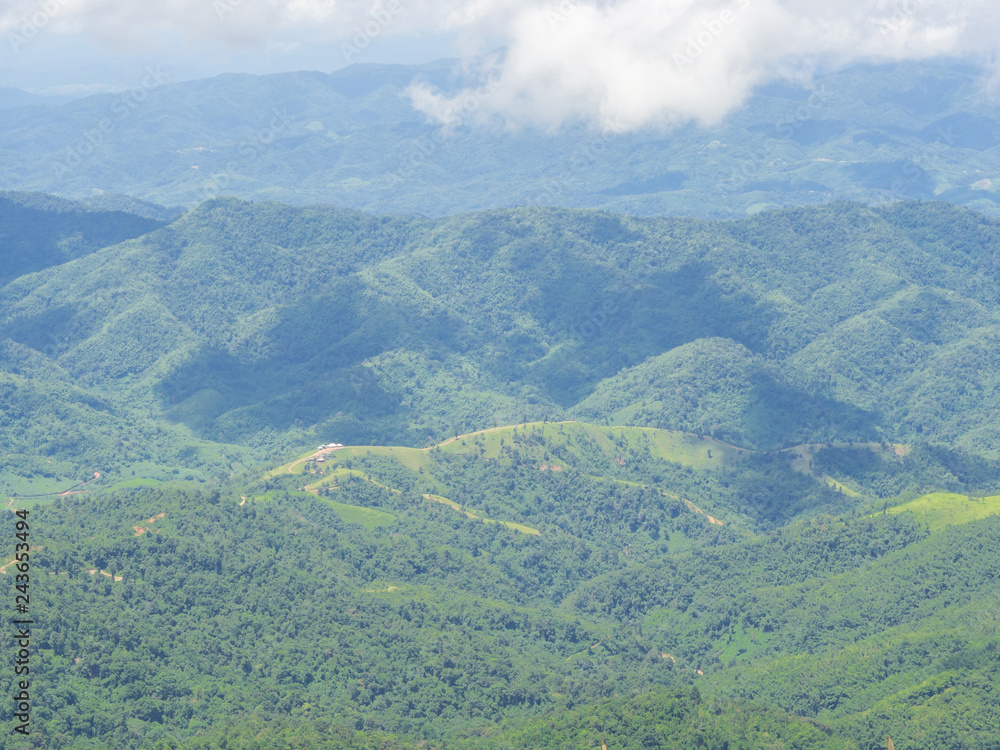 Scenic view landscape of mountains in northern thailand.