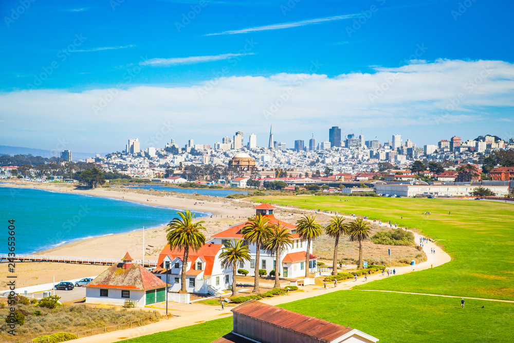 San Francisco skyline with Crissy Field, California, USA