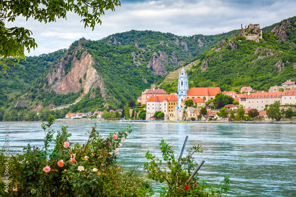 Town of Dürnstein with Danube river, Wachau, Austria