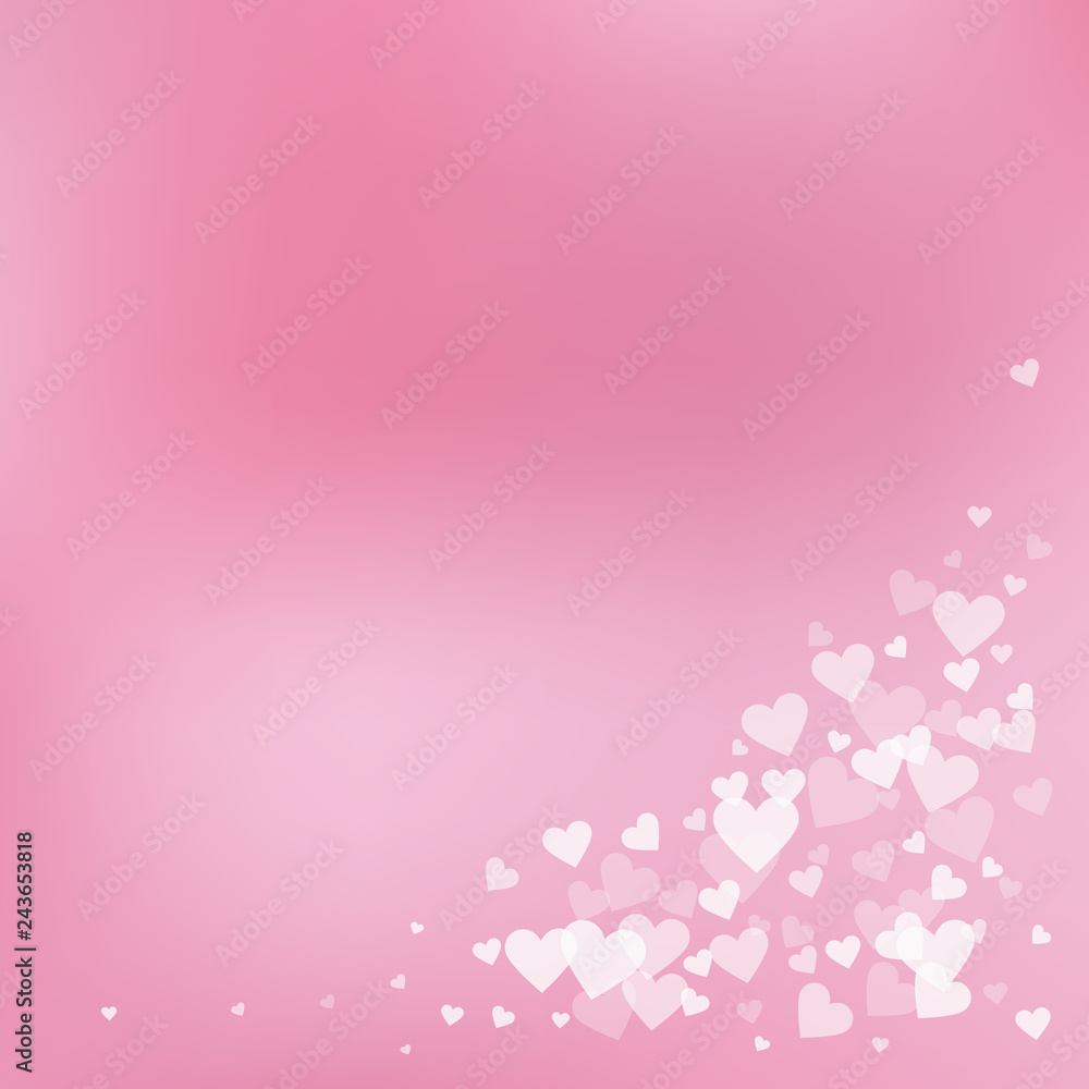 White heart love confettis. Valentine's day corner White heart love confettis. Valentine's day corner