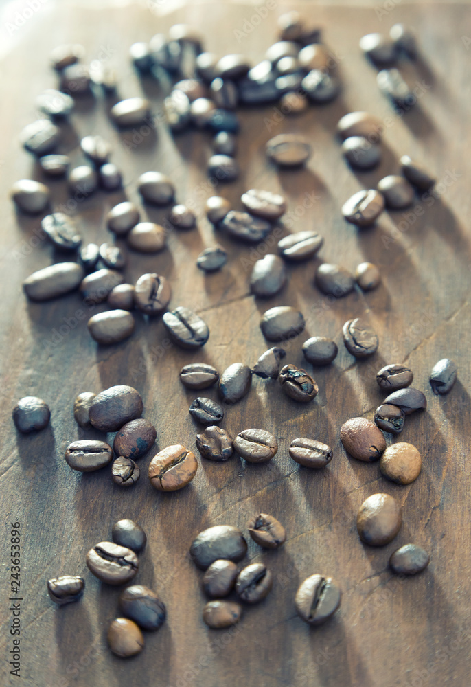 Coffee beans on wooden background Coffee beans on wooden background