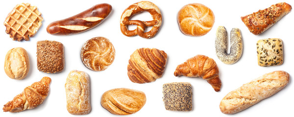 Papier peint photo Boulangerie Variété de petits pains panoramique  © MichaelJBerlin