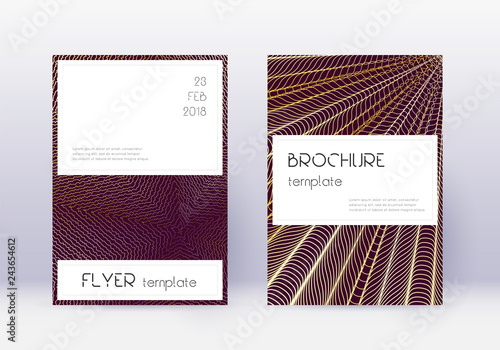 Stylish cover design template set. Gold abstract l