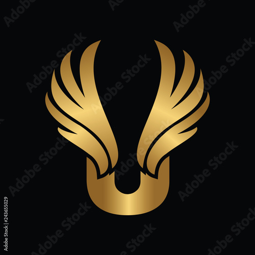 Letter U with Eagle Gold Logotype