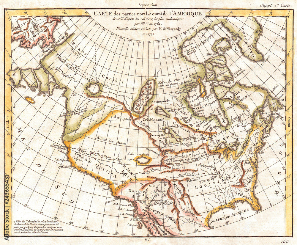 1772, Vaugondy, Diderot Map of North America and the Northwest Passage