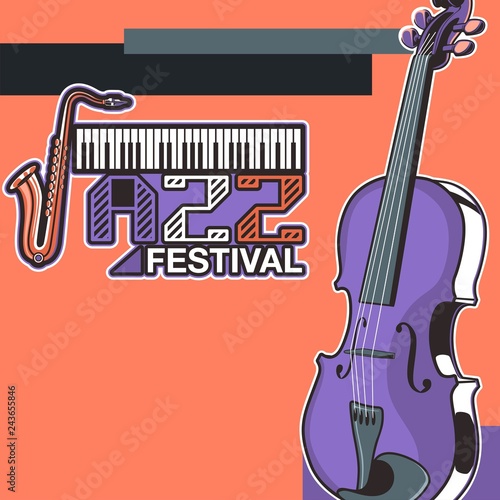 Live music show vintage poster design with acoustic guitar  vector illustration. Musical show flyer template. - Vector