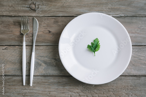 Empty plate with parsley leaf