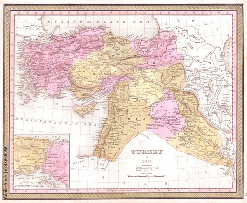 1849, Mitchell Map of Turkey, Iraq, Syria, Palestine