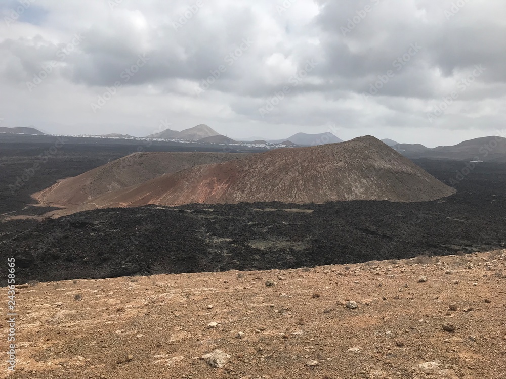 Lanzarote. Mountain landscape in bad weather