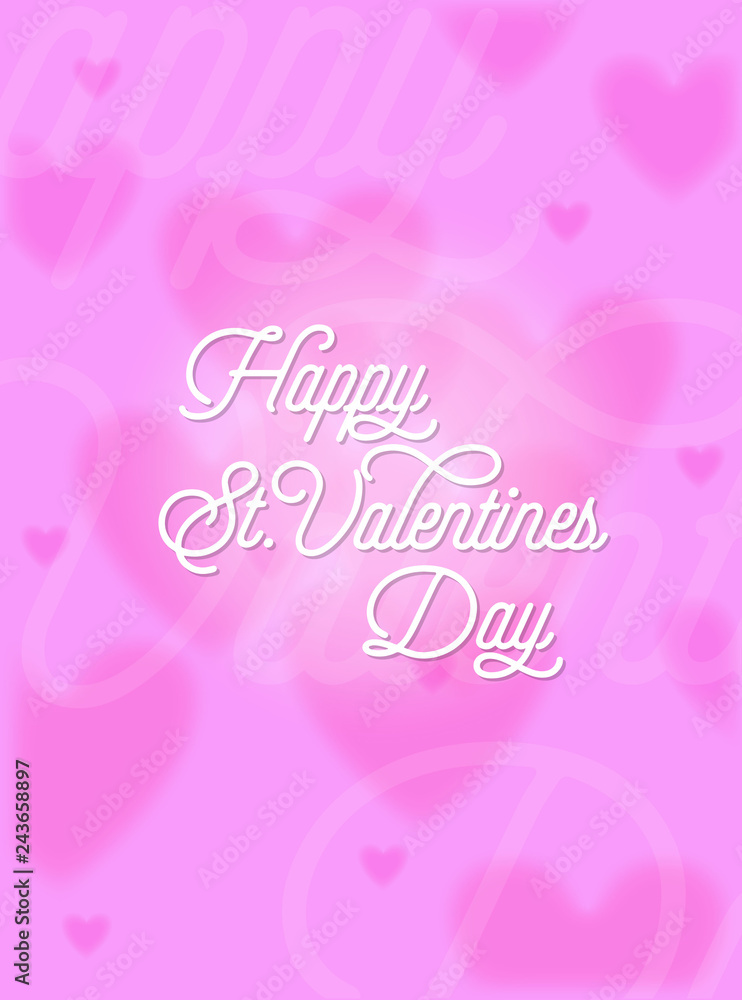 Romantic Valentine's Day greeting card, lettering on pink background decorated with hearts. Romantic Valentine's Day greeting card, lettering on pink background decorated with hearts.