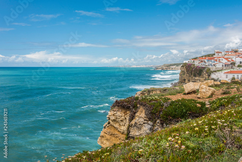 Panorama of the cliffs at Azenhas do Mar on the Portuguese Atlantic coast