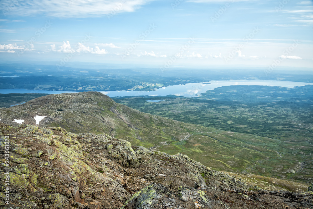 Summer view from top of Swedish mountains