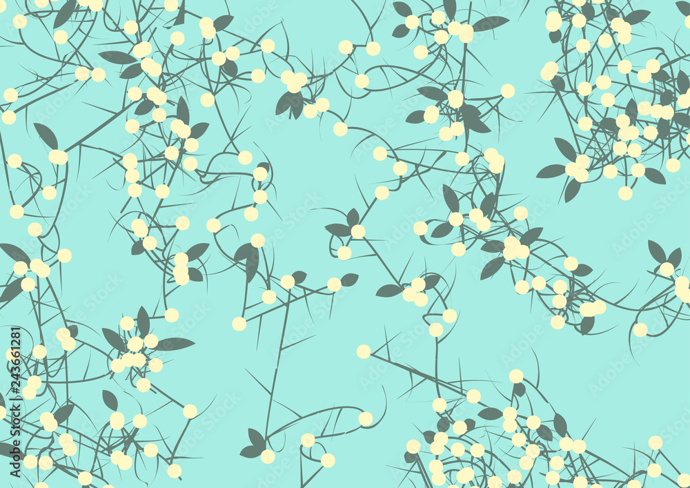 Fototapeta Vector tangled branches with berries. Elements of design in japan style.