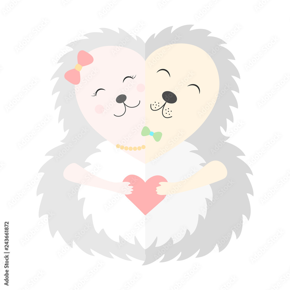 Loving hedgehogs Postcard Vector illustration Loving hedgehogs Postcard Vector illustration