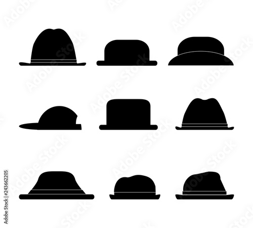 hats set. silhouette vector illustration isolated on white background