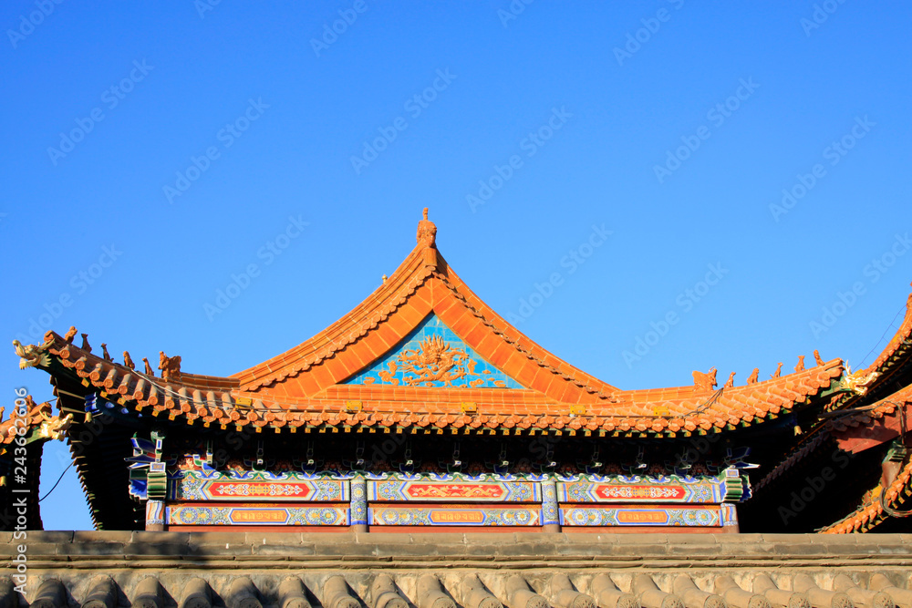 Glazed tile roof in a temple
