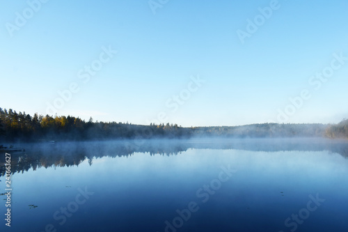 Lake in fog in Sweden