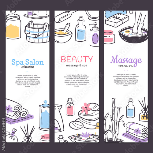 Spa treatment banner background. Design for cosmetics store spa and beauty salon, organic health care products. Cosmetic aromatherapy body health care vector illustration.