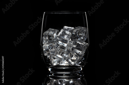 Glass cup with ice