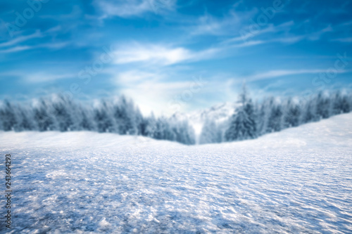 Winter background of free space and ice road 