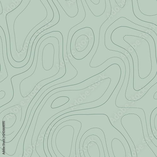 Admirable topographic map in green tones, seamless design, extra tileable pattern. Vector illustration.