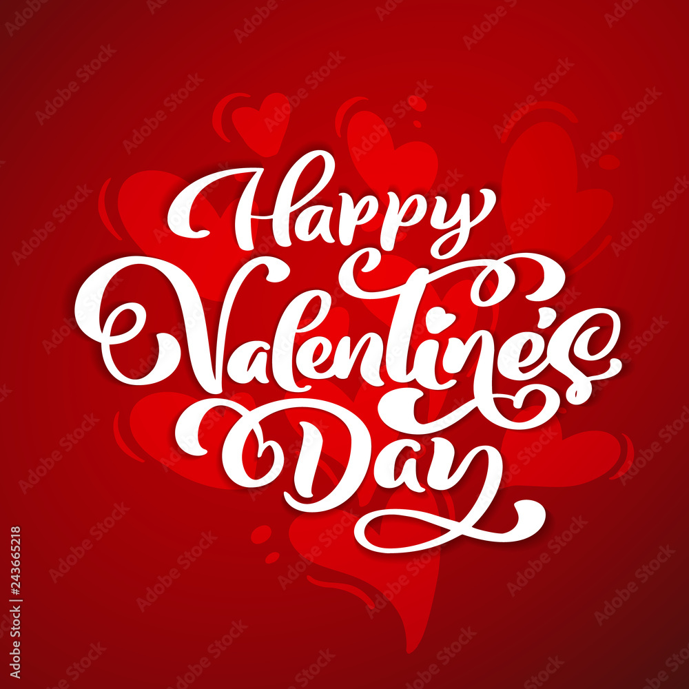 Happy Valentines Day typography vector design for greeting cards and poster. Valentine vector text on a red holidays background. Design template celebration illustration