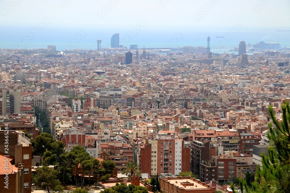 Aerial view of Barcelona from Park Guell.