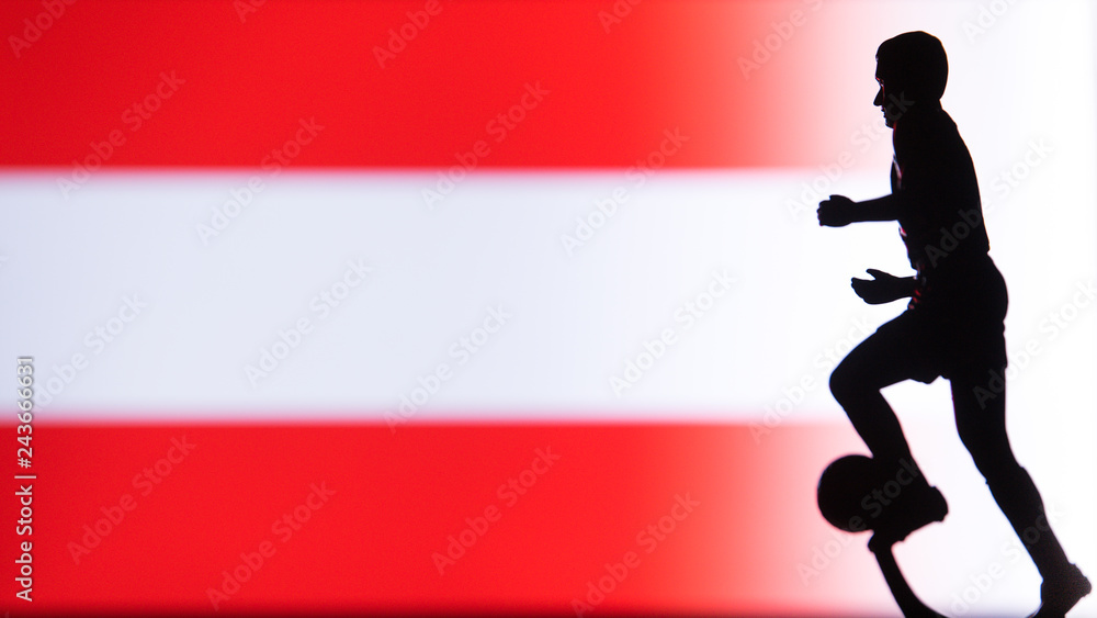 Austria National Flag. Football, Soccer player Silhouette