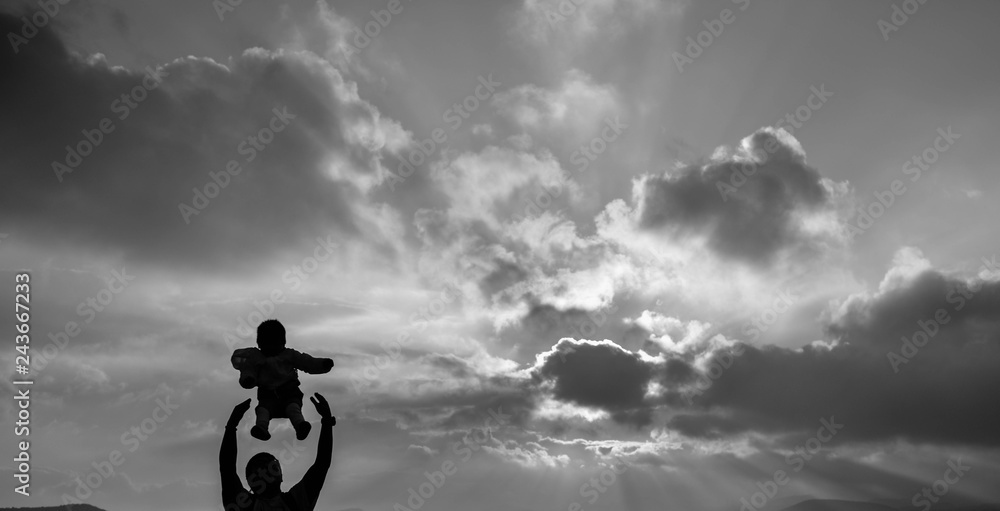 Fototapeta premium dad & son's shadow