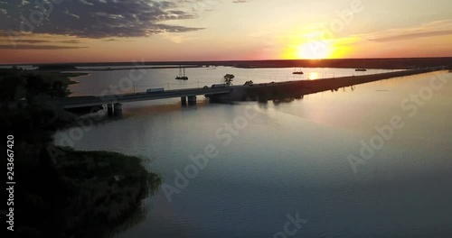 Beautiful view from the top of the river and sunset photo